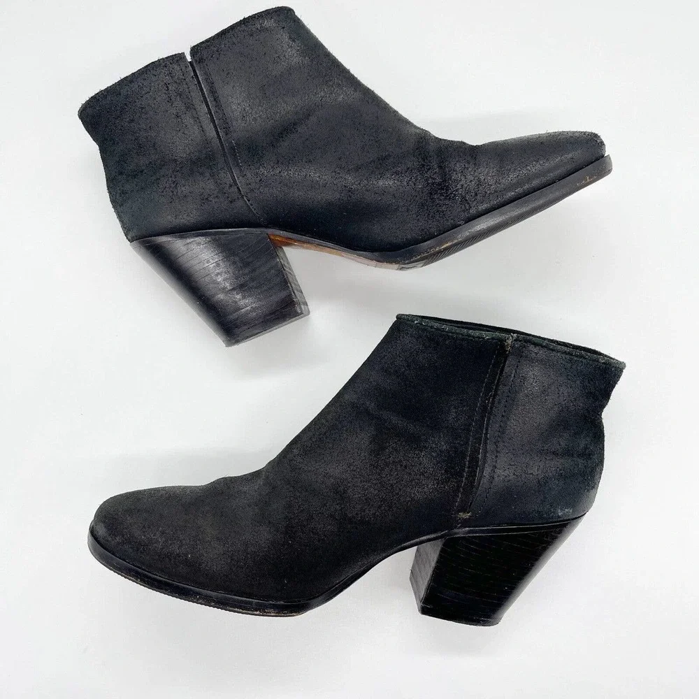 Rachel Comey Mars Ankle Bootie Size‎ 8.5 Black Suede Leather Pull On Block Heel